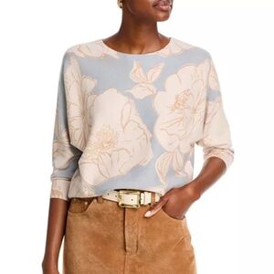 Sioni  Blue & White Floral Print Dolman Sleeve Sweater